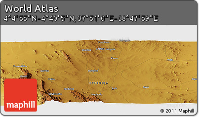 Physical Panoramic Map of the Area around 4° 22' 30" N, 38° 19' 30" E