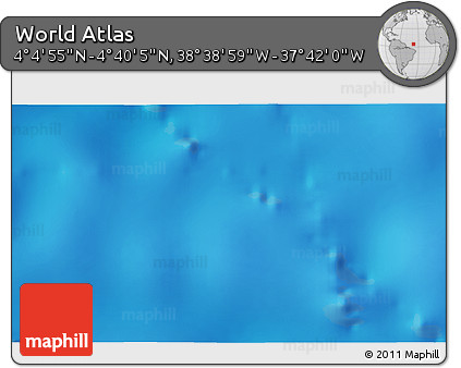 Shaded Relief 3D Map of the Area around 4° 22' 30" N, 38° 10' 29" W