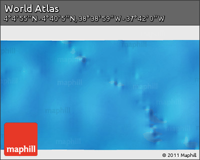 Shaded Relief 3D Map of the Area around 4° 22' 30" N, 38° 10' 29" W