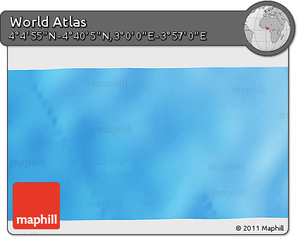 Physical 3D Map of the Area around 4° 22' 30" N, 3° 28' 30" E
