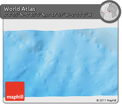 Physical 3D Map of the Area around 4° 22' 30" N, 3° 19' 30" W