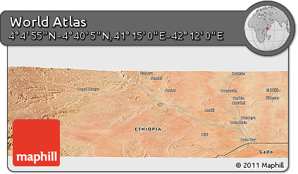 Satellite Panoramic Map of the Area around 4° 22' 30" N, 41° 43' 30" E