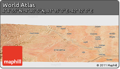 Satellite Panoramic Map of the Area around 4° 22' 30" N, 41° 43' 30" E