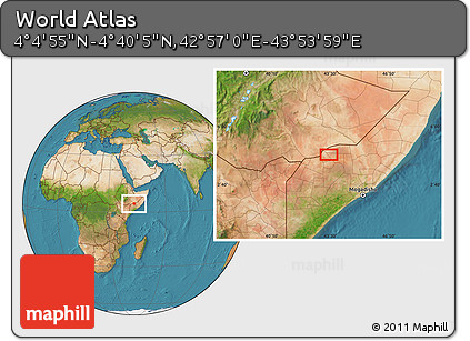 Satellite Location Map of the Area around 4° 22' 30" N, 43° 25' 29" E