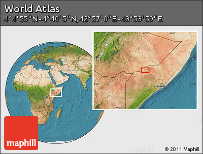 Satellite Location Map of the Area around 4° 22' 30" N, 43° 25' 29" E