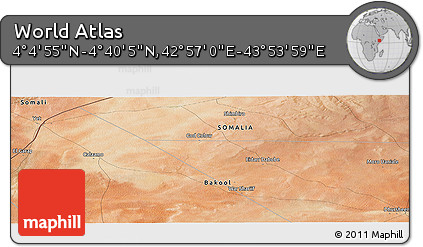 Satellite Panoramic Map of the Area around 4° 22' 30" N, 43° 25' 29" E
