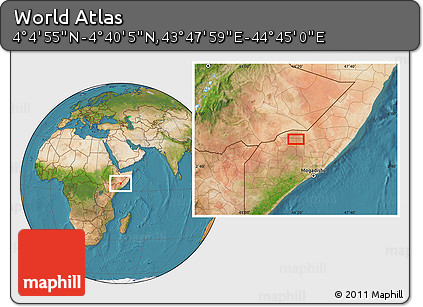 Satellite Location Map of the Area around 4° 22' 30" N, 44° 16' 29" E