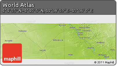 Physical Panoramic Map of the Area around 4° 22' 30" N, 45° 7' 30" E