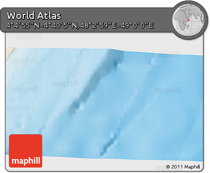 Shaded Relief 3D Map of the Area around 4° 22' 30" N, 48° 31' 29" E