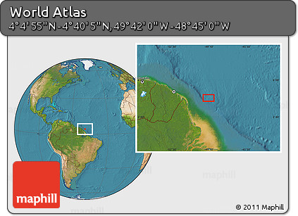 Satellite Location Map of the Area around 4° 22' 30" N, 49° 13' 30" W