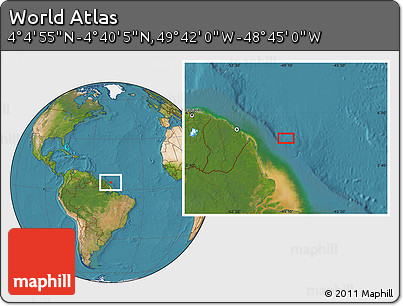 Satellite Location Map of the Area around 4° 22' 30" N, 49° 13' 30" W