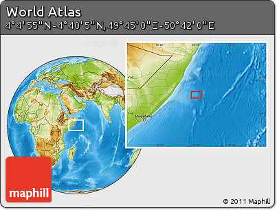 Physical Location Map of the Area around 4° 22' 30" N, 50° 13' 30" E