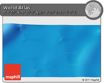 Physical 3D Map of the Area around 4° 22' 30" N, 53° 37' 30" E