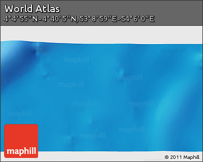 Physical 3D Map of the Area around 4° 22' 30" N, 53° 37' 30" E