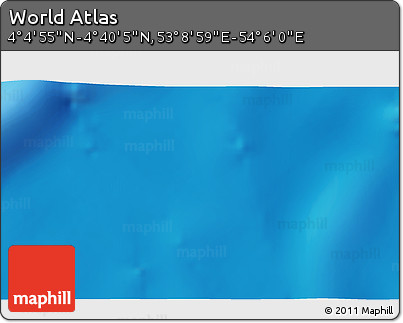 Physical 3D Map of the Area around 4° 22' 30" N, 53° 37' 30" E