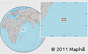 Gray Location Map of the area around 4° 22' 30" N, 53° 37' 30" E