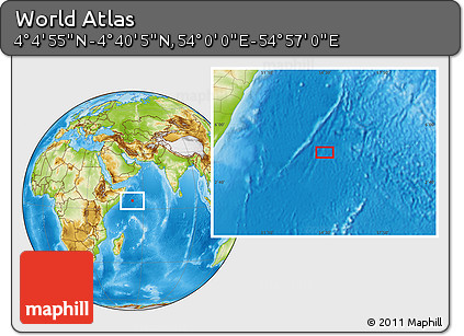 Physical Location Map of the Area around 4° 22' 30" N, 54° 28' 30" E