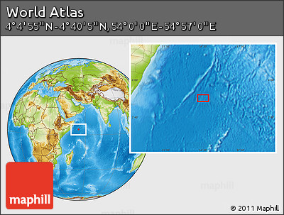 Physical Location Map of the Area around 4° 22' 30" N, 54° 28' 30" E