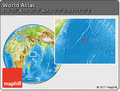Physical Location Map of the Area around 4° 22' 30" N, 54° 28' 30" E