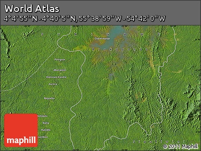 Satellite Map of the Area around 4° 22' 30" N, 55° 10' 29" W