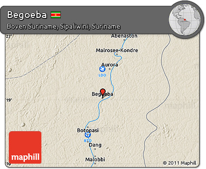 Shaded Relief Map of Begoeba