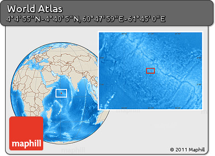 Shaded Relief Location Map of the Area around 4° 22' 30" N, 61° 16' 29" E