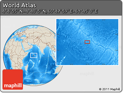 Shaded Relief Location Map of the Area around 4° 22' 30" N, 61° 16' 29" E