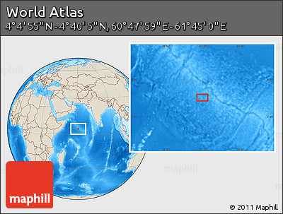 Shaded Relief Location Map of the Area around 4° 22' 30" N, 61° 16' 29" E