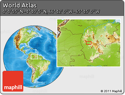 Physical Location Map of the Area around 4° 22' 30" N, 66° 13' 29" W