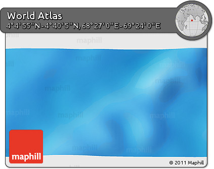 Physical 3D Map of the Area around 4° 22' 30" N, 68° 55' 30" E