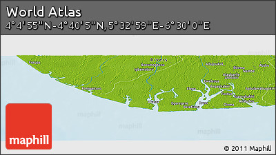 Physical Panoramic Map of the Area around 4° 22' 30" N, 6° 1' 30" E