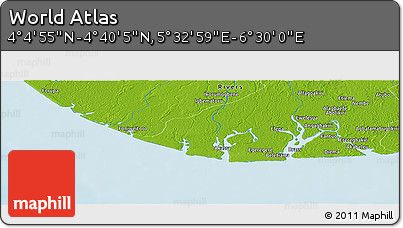 Physical Panoramic Map of the Area around 4° 22' 30" N, 6° 1' 30" E