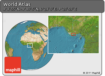 Satellite Location Map of the Area around 4° 22' 30" N, 6° 52' 30" E