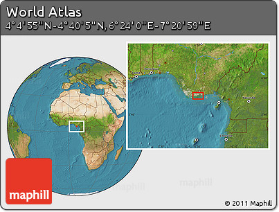 Satellite Location Map of the Area around 4° 22' 30" N, 6° 52' 30" E