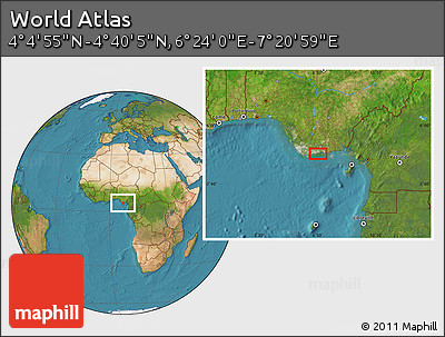 Satellite Location Map of the Area around 4° 22' 30" N, 6° 52' 30" E
