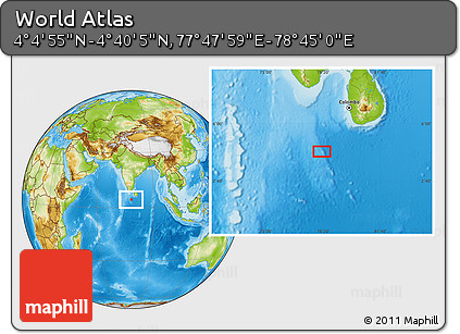 Physical Location Map of the Area around 4° 22' 30" N, 78° 16' 30" E