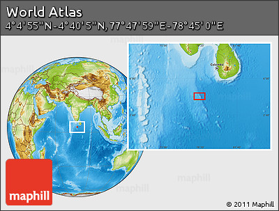 Physical Location Map of the Area around 4° 22' 30" N, 78° 16' 30" E
