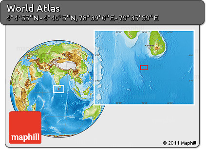Physical Location Map of the Area around 4° 22' 30" N, 79° 7' 30" E
