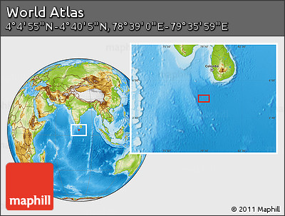 Physical Location Map of the Area around 4° 22' 30" N, 79° 7' 30" E