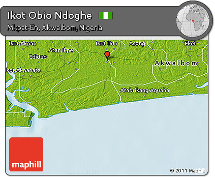 Physical 3D Map of Ikot Obio Ndoghe