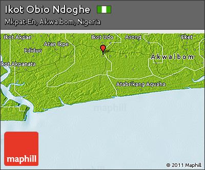 Physical 3D Map of Ikot Obio Ndoghe
