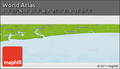 Physical Panoramic Map of the Area around 4° 22' 30" N, 7° 43' 29" E