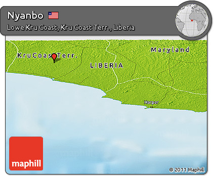 Physical Panoramic Map of Nyanbo