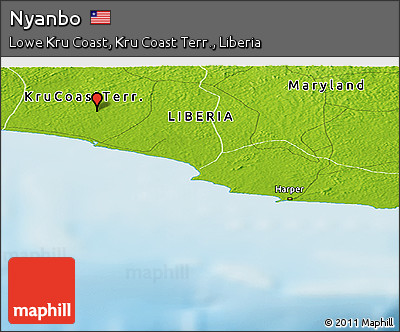 Physical Panoramic Map of Nyanbo