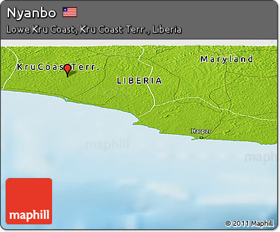 Physical Panoramic Map of Nyanbo