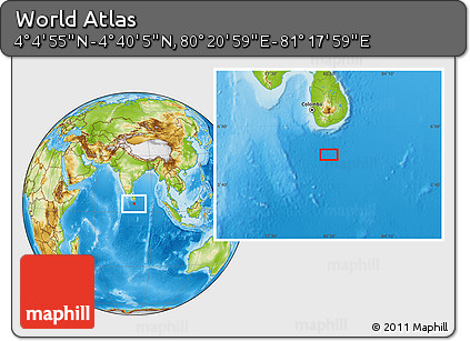 Physical Location Map of the Area around 4° 22' 30" N, 80° 49' 29" E