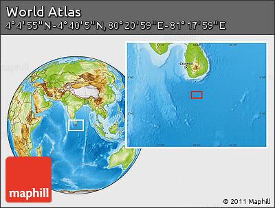 Physical Location Map of the Area around 4° 22' 30" N, 80° 49' 29" E