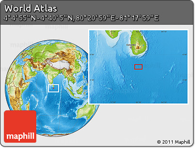 Physical Location Map of the Area around 4° 22' 30" N, 80° 49' 29" E