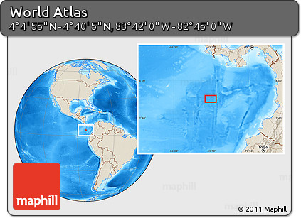 Shaded Relief Location Map of the Area around 4° 22' 30" N, 83° 13' 29" W