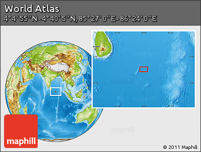 Physical Location Map of the Area around 4° 22' 30" N, 85° 55' 30" E